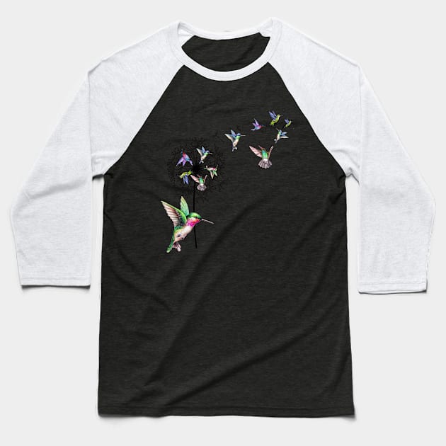 Hummingbird Dandelion Baseball T-Shirt by ROMANSAVINRST